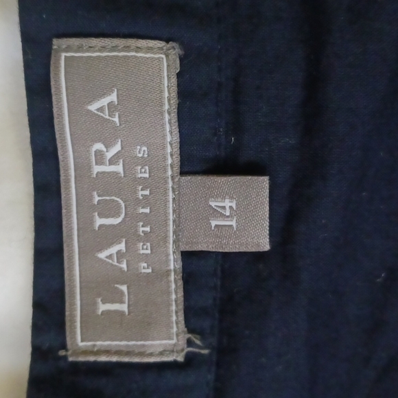 Laura Petites Navy Blue Cotton Embroidered Skirt, Size 14 - Picture 6 of 8